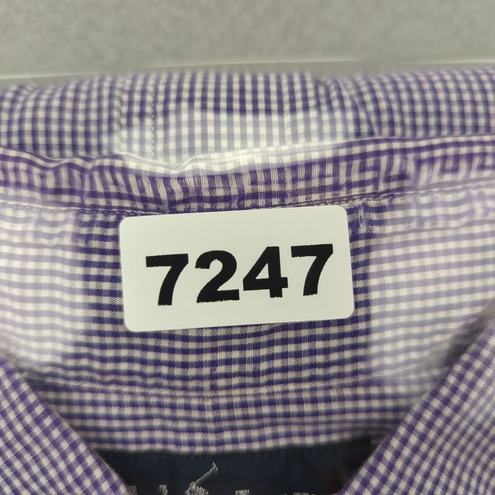 Vtg Ralph Lauren Shirt Mens 16.5‎ 34/35 Yarmouth Purple Gingham Button Down Pony - Picture 10 of 10